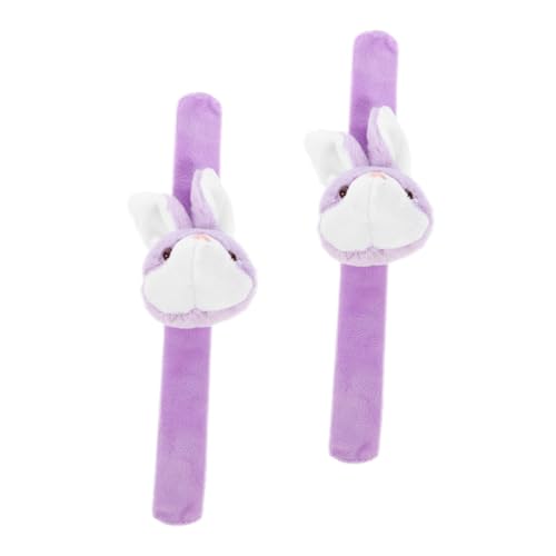 Yardwe 2 Stück Slap Bracelet mit Cartoon Tiermotiv Plüsch Hase Armband für Kindergeburtstag Partydekoration und Mitgebsel Hase von Yardwe