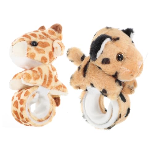 Yardwe 2 Stück Teiliges Tier Slap Armbänder aus Plüsch Langzeitgebrauch Sicher und Hautfreundlich für Geburtstagsfeiern und Deko Giraffe Leopard Design von Yardwe