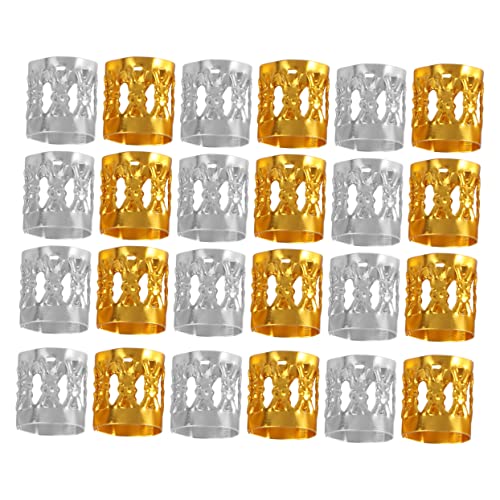 Yardwe 200 Stück Teiliges Metall Dreadlock Haarschmuck Haarmanschetten in Gold und Silber Filigrane Haarring Dekoration für Damen und Herren Leichtes Langlebiges Haaraccessoire für Zöpfe von Yardwe