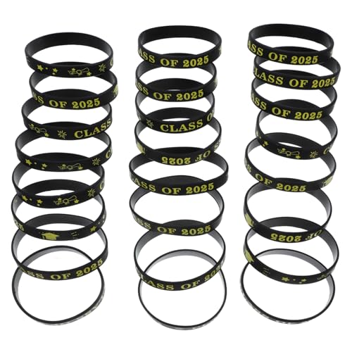 Yardwe 24stücke Abschluss Armbänder Für Klasse Silikonarmbänder in Gelb Erinnerungsschmuck Für Abschlussfeiern Elastisch Und Bequem Partyzubehör Zum Verschenken von Yardwe