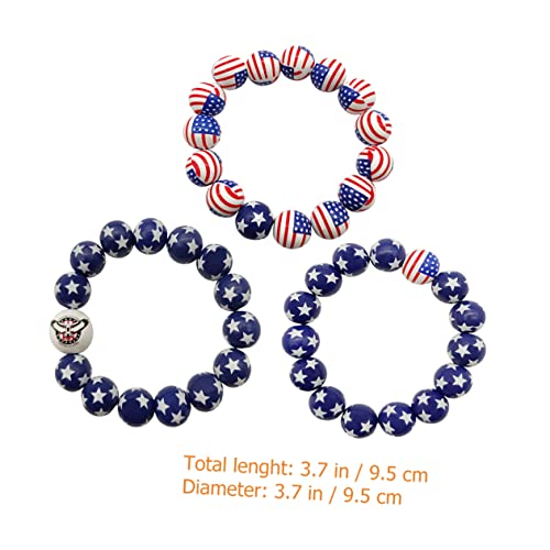 Yardwe 3 Stück Einstellbare Independence Day Armbänder Teiliges Set aus Langlebigen Holzperlen Leuchtendem und Patriotische Schmuckstücke für Partygeschenke und Feierlichkeiten zum Juli von Yardwe