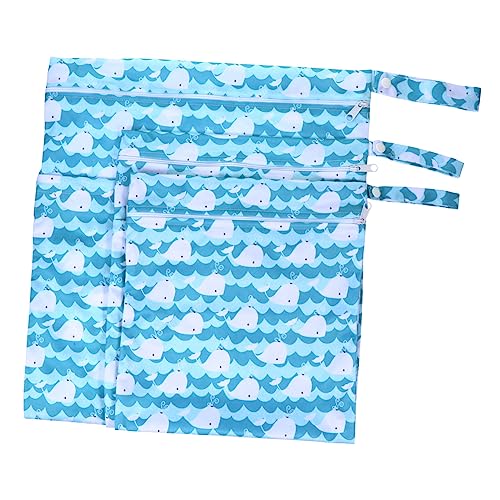 Yardwe 3 Stück Wickeltasche Set Windel trockene Tasche Babytasche Reise-Kulturbeutel Nasse Tasche Packsäcke wasserdicht wasserdichte TPU-Membran Blau von Yardwe