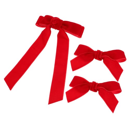 Yardwe 3stücke Rote Haarschleifen Mit Schleifenknoten Für Mädchen Kleine Haarschleifen Als Zubehör Haarspangen Für Frauen Haarbänder Für Weihnachtsgeschenke von Yardwe