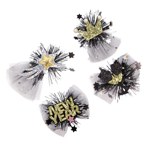 Yardwe 4 Stück Neujahr Haarspangen Teiliges mit Festtags Haarclips für Frauen für Frühlingsfest Partys und Fotoshootings Stilvolle Haaraccessoires mit Sternen Kronen und Buchstaben von Yardwe