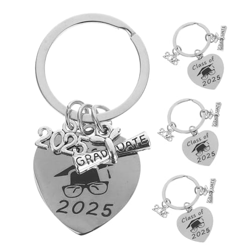 Yardwe 4stücke Schlüsselanhänger Aus Edelstahl Mit Abschlusskappen-motiv Leicht Tragbar Und Langlebig Perfektes Andenken Für Schul Und College-absolvente von Yardwe