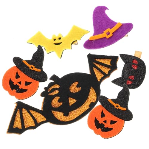 Yardwe 6Stücke Halloween Haarklammern Für Frauen Rutschfeste Haaraccessoires Mit Kürbis Fledermaus Schwarzer Und Hexenhut Kopfbedeckung Für Festliche Anlässe von Yardwe