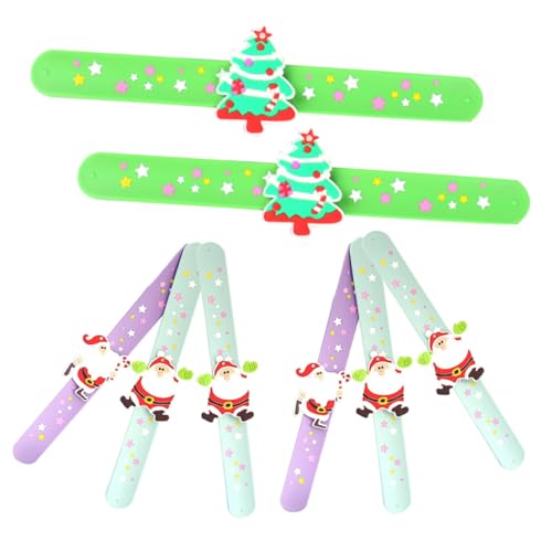 Yardwe 8 Stück Teiliges Silikon Slap Armband mit Weihnachtsmotiv Kinderfreundlich Langlebig und Sicher als Party Mitgebsel und Einfache Handhabung durch Aufklappen von Yardwe