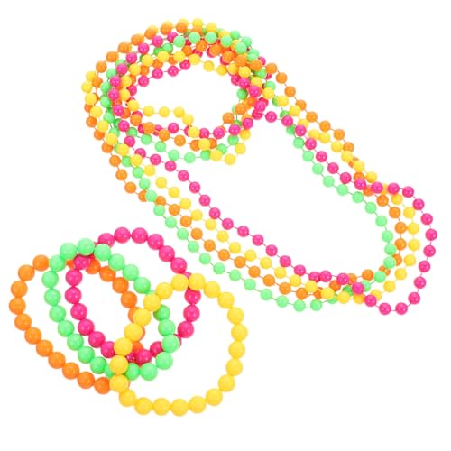 Yardwe Mardi Gras Perlenkette Farbiges Schmuckset mit Armbändern Leichte Langlebige Partydekoration für Karneval Festival Foto Requisiten von Yardwe