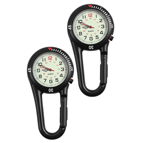 Yardwe Rettungsdienst Tasche 3 Sätze Sicherheitsschnalle Clip-Uhr Taschenuhr Kletteruhr Outdoor-hängeuhr Gürteluhr Ansteckuhr Ansteck-quarzuhr Black Rostfreier Stahl 2 Stück * 3 von Yardwe