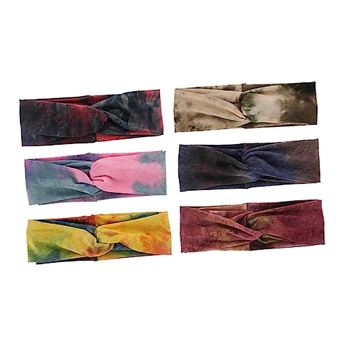 Yardwe Sport Stirnband Bands Damen Breite Turban Frauen Headwrap 6 Stücke Set Grün Schwarz Rot Khaki Regenbogen von Yardwe