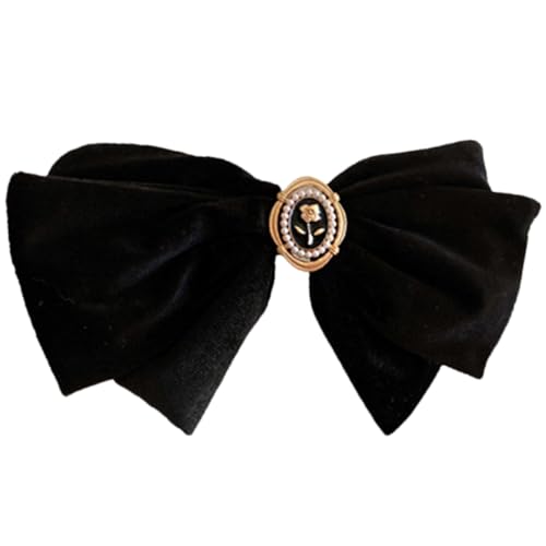 Yardwe Stilvolle Haarspange Für Frauen Mit Blumen Und Perlen Bogen-haarclip Für Festliche Anlässe Hochzeiten Partys Und Alltag Klassischem Schwarz von Yardwe