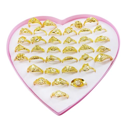 Yardwe Teiliges Ring Set Goldfarben mit Muster Verstellbare Modeschmuck Ringe für Mädchen und Erwachsene Kreatives Kostümzubehör für Geburtstagsgeschenke und Partyaccessoire von Yardwe
