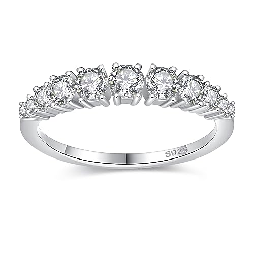 Yaresul 1Karat Moissanite-Diamant Ring Silber 925 Damen Halb-Ewigkeit Ring Eheringe für Frauen, D Farbe VVS1, Rundschliff, Schmaler Vorsteckring Ring Größe 52(16.6) von Yaresul