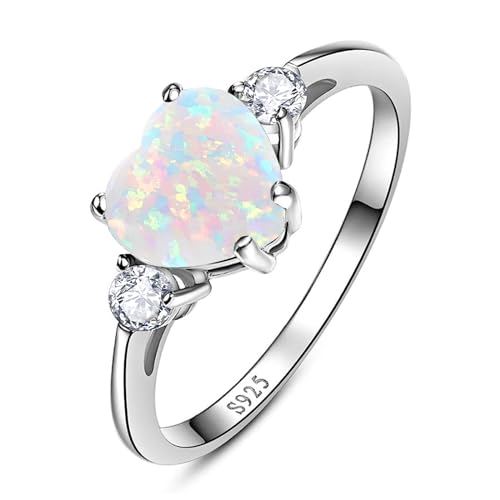 Yaresul 2,25 ct erstellter Opalring für Frauen, 925er Sterlingsilber, Opal-Herzring für Frauen, Versprechensring für Sie, Opal-Verlobungsring, Jahrestag, Valentinstag, Größe 49.3(15.7) von Yaresul