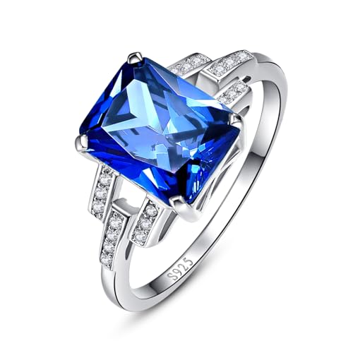 Yaresul 2.5ct Frauen Erstellt Saphir Ring September Birthstone Ring für Frauen 925 Sterling Silber Verlobungsring Jubiläumsring Geschenk für Mutter Ring Größe 54.4(17.3) von Yaresul