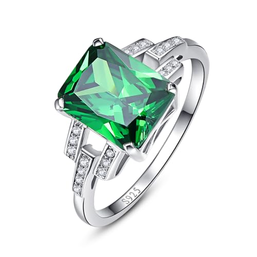 Yaresul 2,5 ct Damen-Smaragdringe, Ring mit Geburtsstein Mai, Ring aus 925er Sterlingsilber, Ehering, Jahrestag, Smaragd, Solitär-Verlobungsring, Größe 61(19.4) von Yaresul