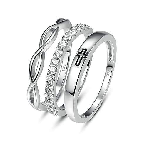 Yaresul 925 Sterling Silber Damen Eheringe Sets Jahrestag Eternity Bands Unendlichkeit Kubikzirconia Damen Ring Sets Größe 49(15.6) von Yaresul