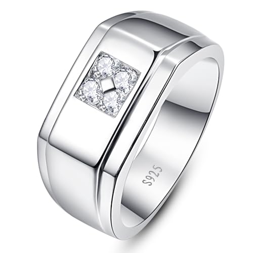 Yaresul 925 Sterling Silber Ringe für Männer, Rundschliff Cubic Zirconia Ring Daumenring für Männer, Valentinstag Geschenk für ihn Ehemann Freund Breite Band 10mm Größe 57(18.1) von Yaresul