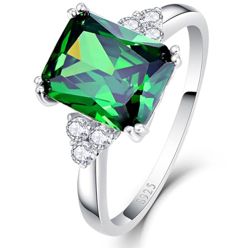 Yaresul Birthstone Ring für Frau, 925 Sterling Silber erstellt Smaragd Ring, Mode-Ring für Frauen Mädchen Größe 61(19.4) von Yaresul