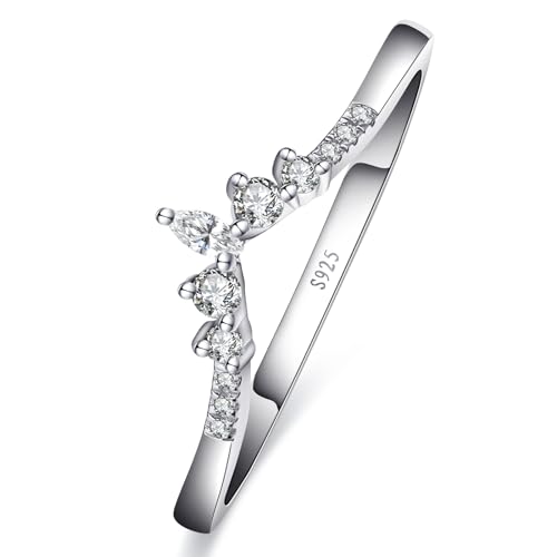 Yaresul Hochzeit Bands für Frauen Marquise & Runde geformt Stapelbar Promise Ring Cubic Zirconia CZ V-Form gebogene Verlobungsringe für Sie Beste Geschenke, Größe 52(16.6) von Yaresul