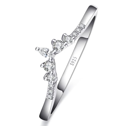 Yaresul Hochzeit Bands für Frauen Marquise & Runde geformt Stapelbar Promise Ring Cubic Zirconia CZ V-Form gebogene Verlobungsringe für Sie, Größe 54.4(17.3) von Yaresul