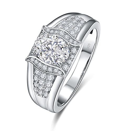 Yaresul Verlobungsring für Frau, Rhodinierter 925 Sterling Silber Zirkonia Ring, Schmuck Ringe für Frau Freundin, Größe 62 (19.7) von Yaresul