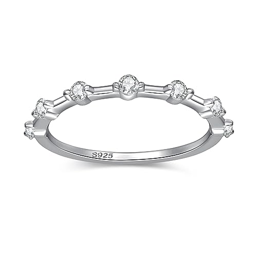 Yaresul 925 Sterling Silber Ring Damen Moissanit Ring Verlobungsring Ehering 0,21 KaratLünette Set Rundschliff D Farbe VVS1 Labor erstellt Promise Ring Dünn Größe 54.4 von Yaresul