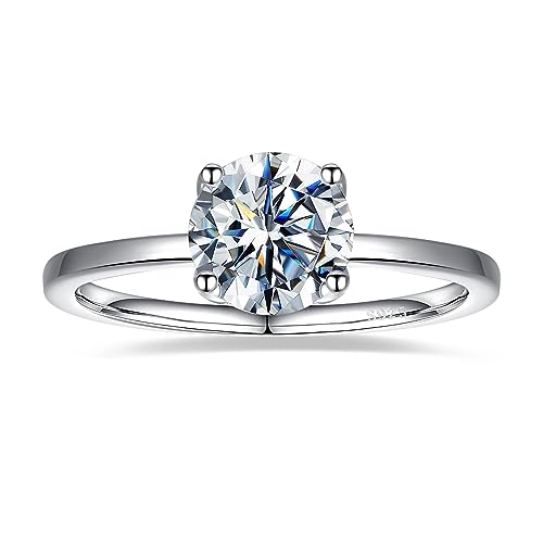 Yaresul Diamant Ring Damen 925 Sterling Silber Eheringe mit Moissanit im Rundschliff Solitär Ringe Frauen 1,2 Karat VVS1 D Farbe Hochzeit Verlobungs Ring Geschenk für Ehefrau von Yaresul