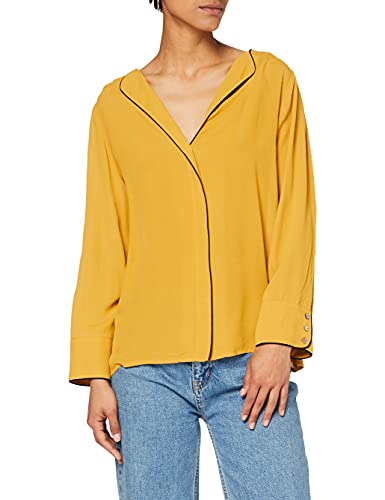Yargıcı Damen Piping Detailed Blouse Bluse, Gelb (Saffron 042), Large von Yargici