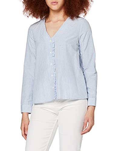 Yargıcı Damen Ruffle Detail Shirt Hemd, Mehrfarbig (Blue Multi Color 201), Small von Yargici