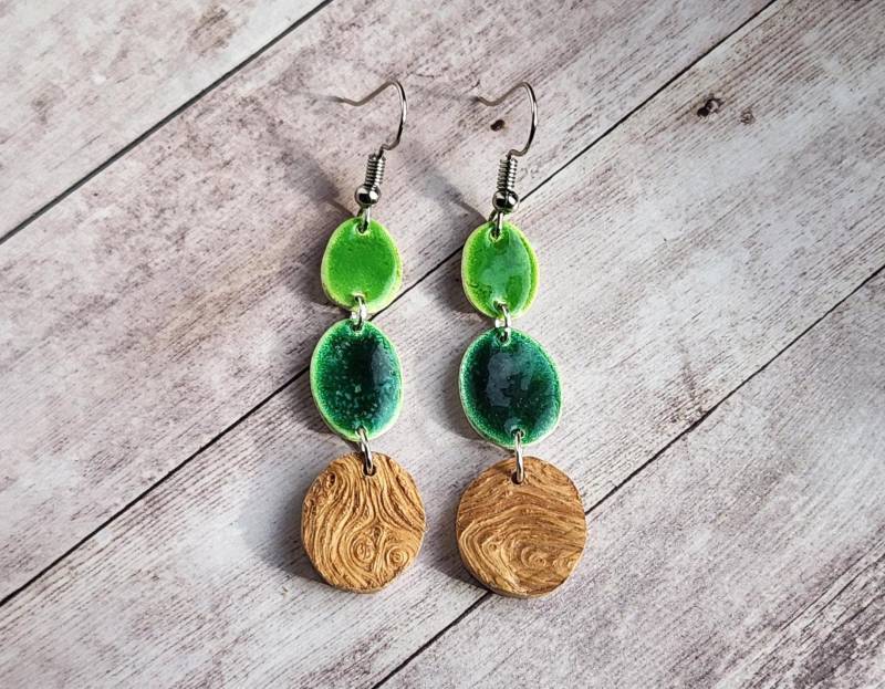 Feinsilber-Ohrringe Mit Emaille Und Holz | Ohrringe Silberschmuck Holzschmuck von YarikenDesign