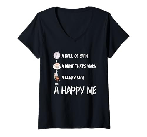 Damen Lustiges Garn Hobby Sammler Häkeln Stricken Liebhaber T-Shirt mit V-Ausschnitt von Yarn Crafting Gift Co
