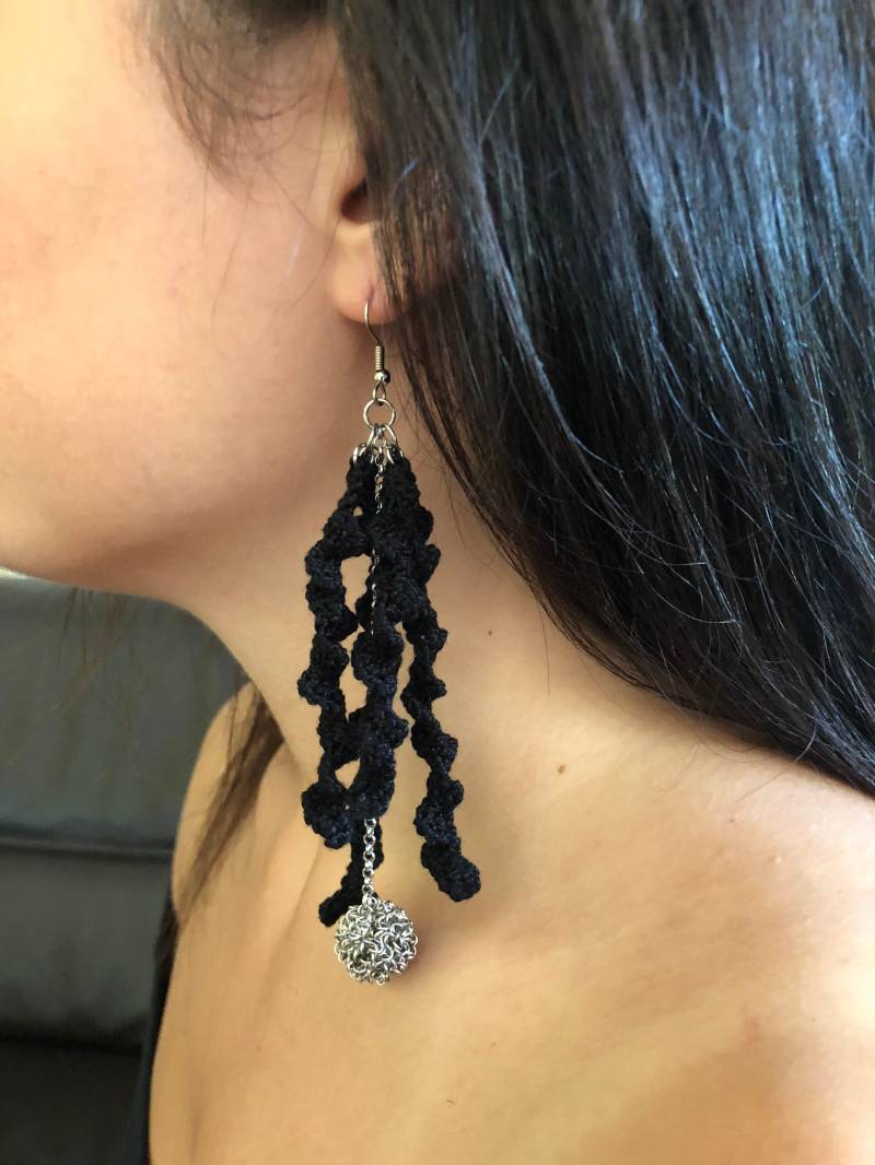 Handgemachte Häkelohrringe Algen Boho Schmuck von YarnUnique