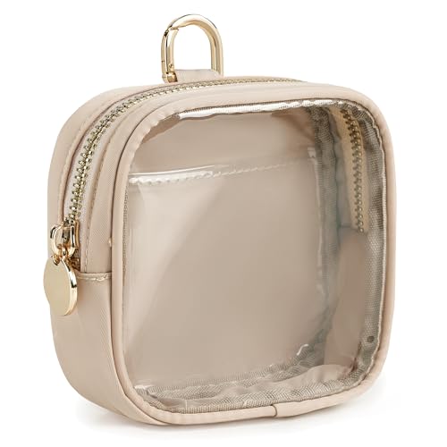 Yarnic Transparente Reise-Make-up-Tasche, transparente Kosmetiktasche, tragbare Kulturbeutel, zwei Fächer, Kosmetiktasche mit Griff, Nylon und PVC, Make-up-Organizer, sand, Mini Yarnic Transparente Reise-Make-up-Tasche, transparente Kosmetiktasche, tragbare Kulturbeutel, zwei Fächer, Kosmetiktasche mit Griff, Nylon und PVC, Make-up-Organizer, sand, Mini von Yarnic