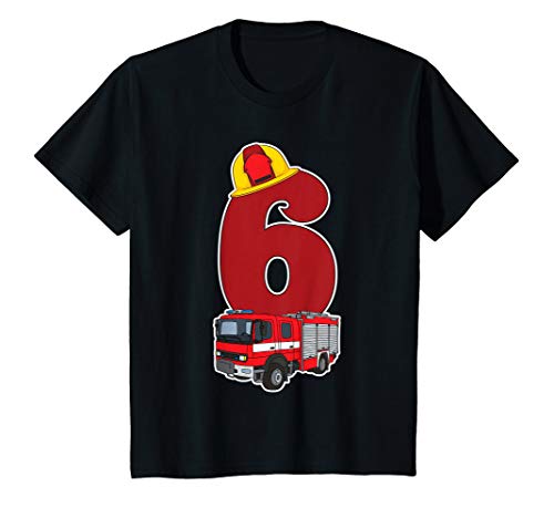 Kinder 6. Geburtstag Jungen Feuerwehrauto 6 Jahre T-Shirt von Yaros Kindergeburtstag Geschenk