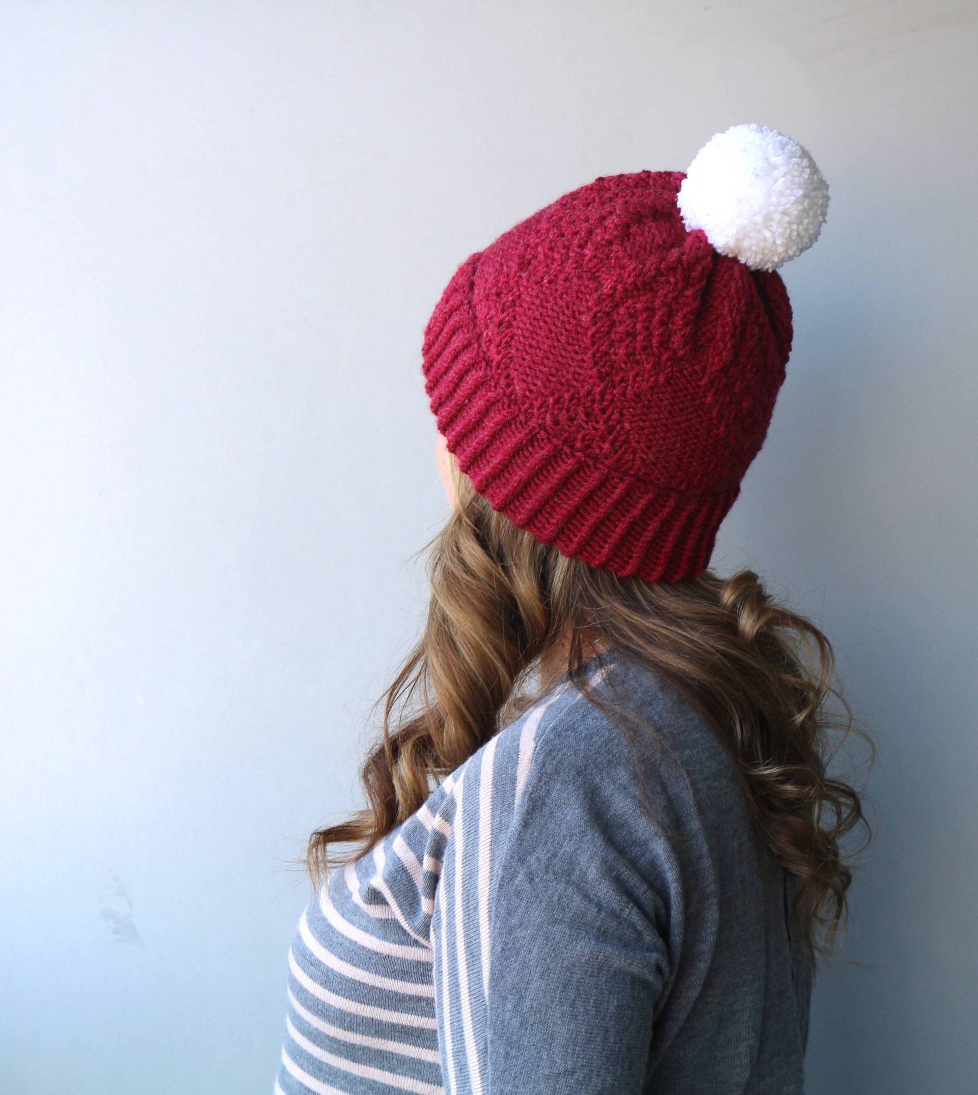 Sofort Lieferbar - Wolle & Acryl Hut/Big Garn Pom Slouchy Beanie Cranberry Weiße "Hut" Diamond"- Rote Beete Rosa Rose Rot von YaroslavaHandmade