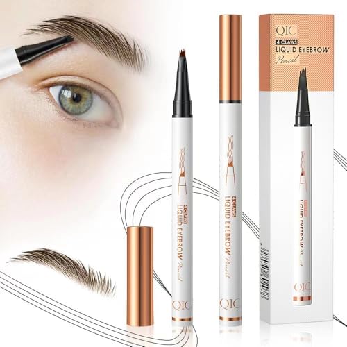 2 Stück Microblading Augenbrauenstifte, 2025 Upgraded 3D Wasserfest mit 4 Gabelspitzen, Langlebig, Natürlich, Feiner, ein Magischer Eyebrow Pencil für Frauen und Mädchen(Dunkelbraun 2Stück) von Yarrie