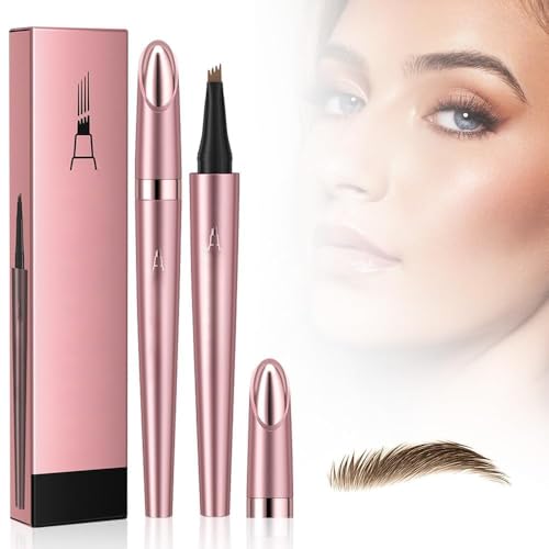 2 Stück Microblading Augenbrauenstifte, Upgraded 3D Augenbrauenstifte Wasserfest, Langlebig, Natürlich, Feiner, ein Magischer Eyebrow Pencil Kann Leicht Natürliche Augenbrauen (Schwarz*2) von Yarrie
