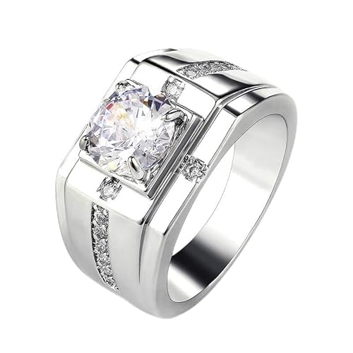 Moissanit-Ringe für Herren, 925er-Sterlingsilber, versilbert, Weißgold, Diamantring, Zirkonia, Jubiläumsringe, Zirkonia, mehrreihiger Ring, Ewigkeitsring, Verlobung, Ehering (12) von Yarrzhen