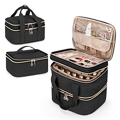 Yarwo Abnehmbare Aufbewahrungstasche für 48 Flaschen Nagellack (15 ml/0,5 FL.oz), Reisetasche für Nagellack, Organizer mit 3 Schichten für Nail Art, Schwarz (Patent angemeldet) von Yarwo