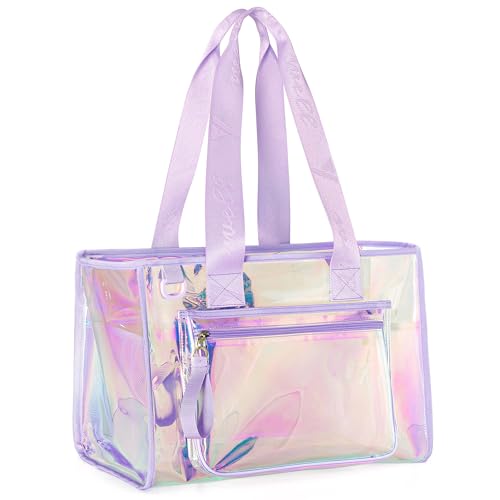 Yarwo Große Strandtasche für Damen Irisierend mit Front-Handytasche und Innentaschen für Strand Pool Fitness und Yoga Wasserdicht und Sanddicht Transparent Ideal für Familie und Wochenende, Lila Yarwo Große Strandtasche für Damen Irisierend mit Front-Handytasche und Innentaschen für Strand Pool Fitness und Yoga Wasserdicht und Sanddicht Transparent Ideal für Familie und Wochenende, Lila von Yarwo
