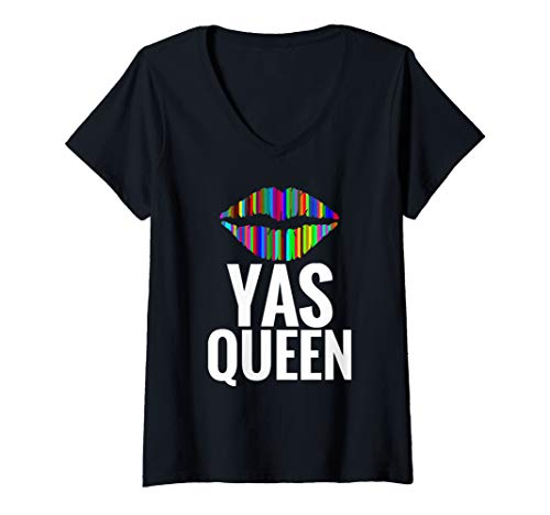 Damen Yas Queen Drag Race T-Shirt mit V-Ausschnitt Damen Yas Queen Drag Race T-Shirt mit V-Ausschnitt von Yas Queen Drag Race