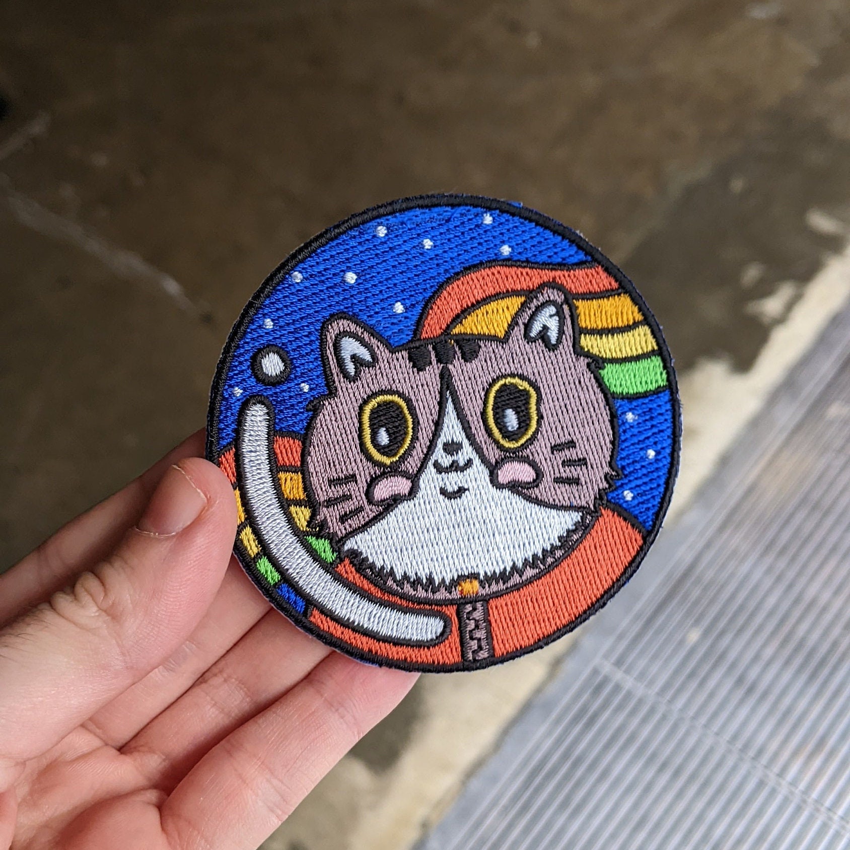 Space Cat Aufnäher - Regenbogen Zum Aufbügeln Space Cat Aufnäher - Regenbogen Zum Aufbügeln von YasPetitPoulet