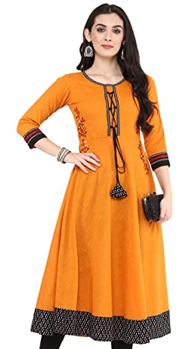 Yash Gallery Women's Cotton Slub Embroidered Anarkali Kurta von Yash Gallery