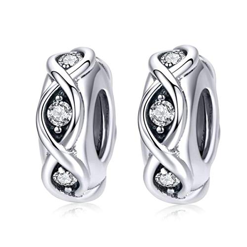 2 Stück solide 925 Sterling Silber Perlen Gummi Spacer Fokal Runde Stopper Perlen für Charm-Armbänder European Story Charm a von Yashuo