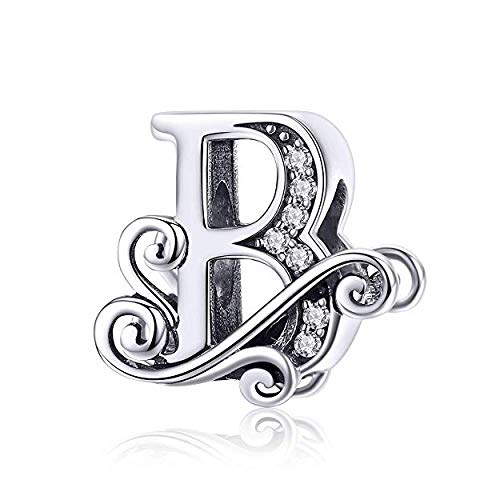 Buchstaben-Anhänger aus echtem 925er-Sterlingsilber, Buchstaben A-Z, 26 Perlen für Pandora-Armbänder B Buchstaben-Anhänger aus echtem 925er-Sterlingsilber, Buchstaben A-Z, 26 Perlen für Pandora-Armbänder B von Yashuo