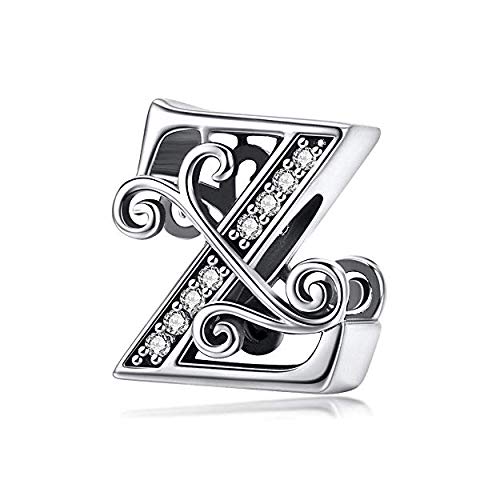 Buchstaben-Anhänger aus echtem 925er-Sterlingsilber, Buchstaben A-Z, 26 Perlen für Pandora-Armbänder Z Buchstaben-Anhänger aus echtem 925er-Sterlingsilber, Buchstaben A-Z, 26 Perlen für Pandora-Armbänder Z von Yashuo
