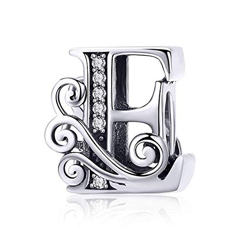 Buchstaben-Anhänger aus echtem 925er-Sterlingsilber, Buchstaben A-Z, 26 Perlen für Pandora-Armbänder E Buchstaben-Anhänger aus echtem 925er-Sterlingsilber, Buchstaben A-Z, 26 Perlen für Pandora-Armbänder E von Yashuo