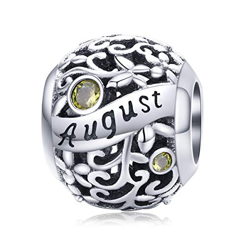 Charm-Anhänger aus echtem 925er-Sterlingsilber, "Happy Birthday", 12 Farben, Geburtsstein, für Pandora-Charm-Armband, Muttertag, Jahrestag, Kristall Charm-Anhänger aus echtem 925er-Sterlingsilber, "Happy Birthday", 12 Farben, Geburtsstein, für Pandora-Charm-Armband, Muttertag, Jahrestag, Kristall von Yashuo