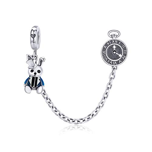 YASHUO Jewellery Herz-Sicherheitskette für Charm-Armband, Sterlingsilber, Abstandshalter, Stopper für Damen-Charm-Armbänder (Magic Rabbit Sicherheitskettenanhänger), Kristall YASHUO Jewellery Herz-Sicherheitskette für Charm-Armband, Sterlingsilber, Abstandshalter, Stopper für Damen-Charm-Armbänder (Magic Rabbit Sicherheitskettenanhänger), Kristall von Yashuo